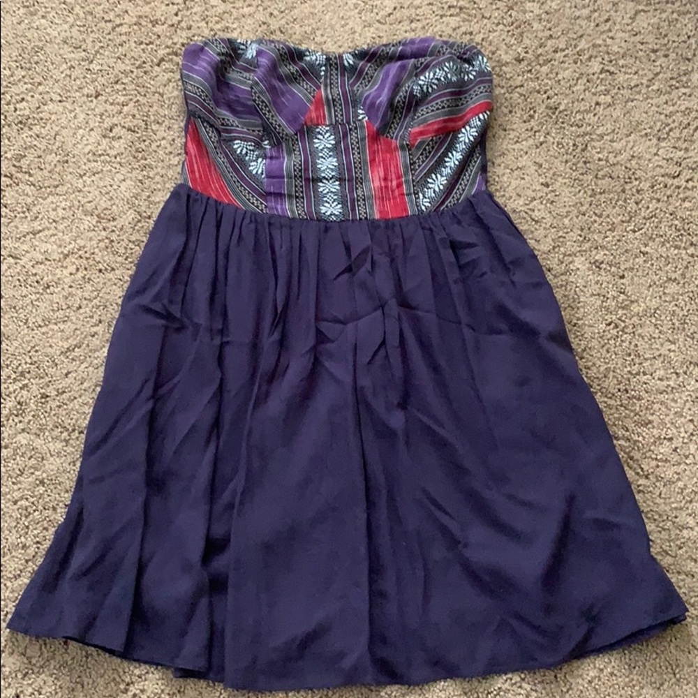 Purple strapless dress